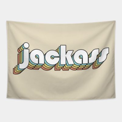 Jackass Retro Rainbow Typography Faded Style Tapestry Official Jackass Merch Store