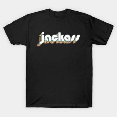 Jackass Retro Rainbow Typography Faded Style T-Shirt Official Jackass Merch Store