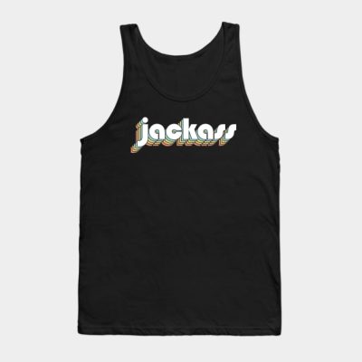 Jackass Retro Rainbow Typography Faded Style Tank Top Official Jackass Merch Store