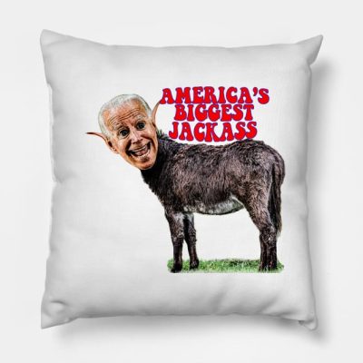 Biden Head On Donkey Americas Biggest Jackass Throw Pillow Official Jackass Merch Store