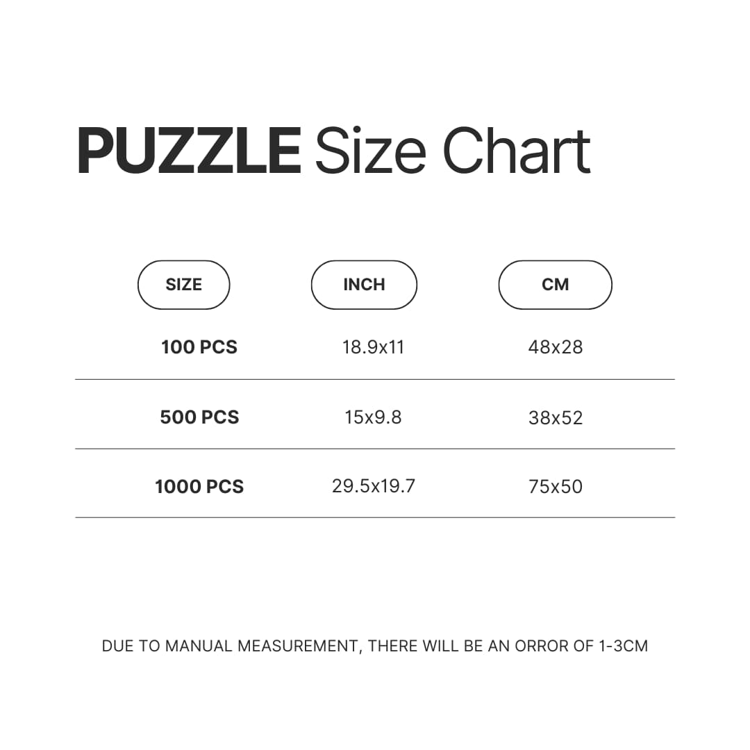 Puzzle Size Chart - Jackass Merch Store