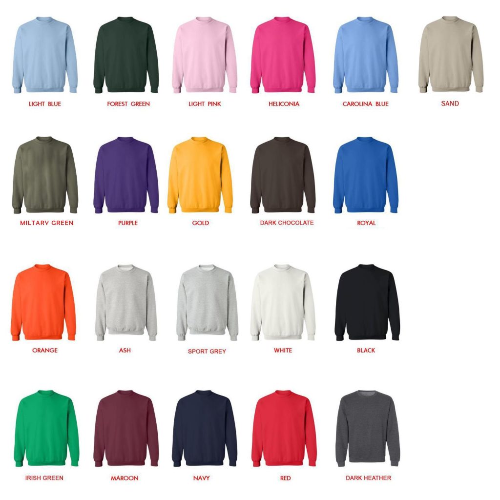 sweatshirt color chart - Jackass Merch Store