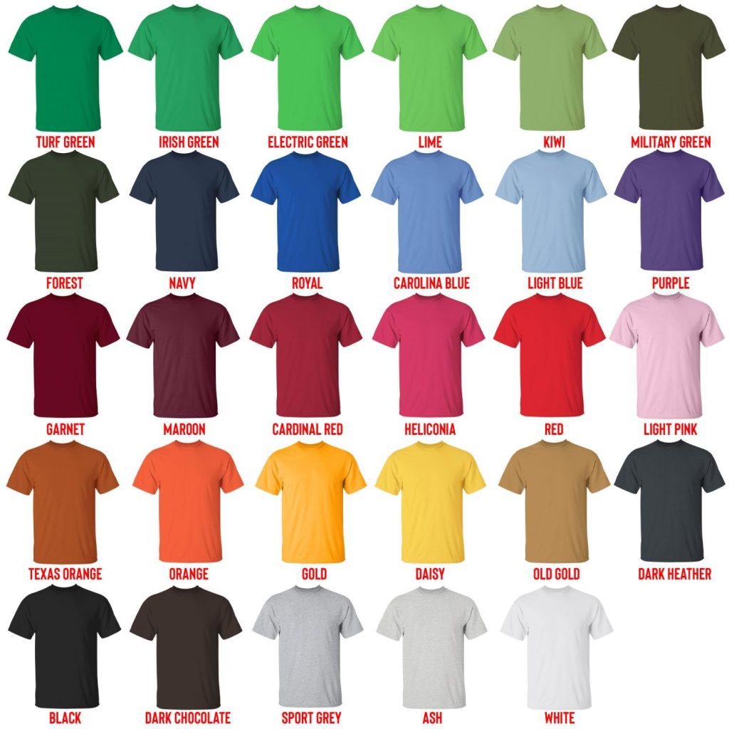 t shirt color chart - Jackass Merch Store